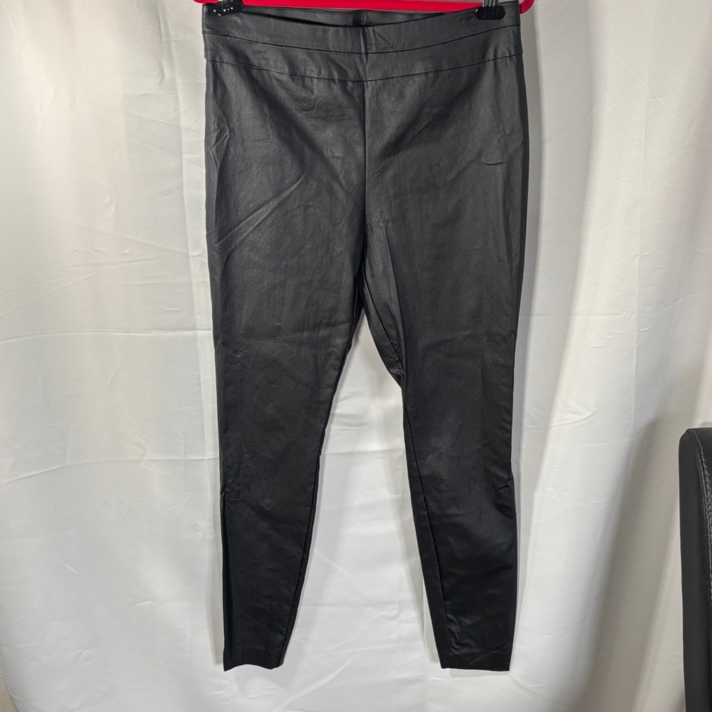New York & Company Women’s Faux Leather Leggings Pants Black Size Large Stretch